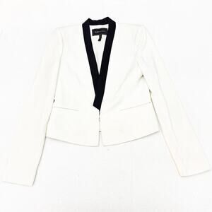 BCBG Maxazria Guy Blazer Jacket Off White Black Lapel Size Small